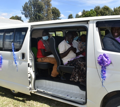 Caregivers & chldren with disabilities taking their first drive in the newly donated van. Caregivers & chldren with disabilities taking their first drive in the newly donated van.